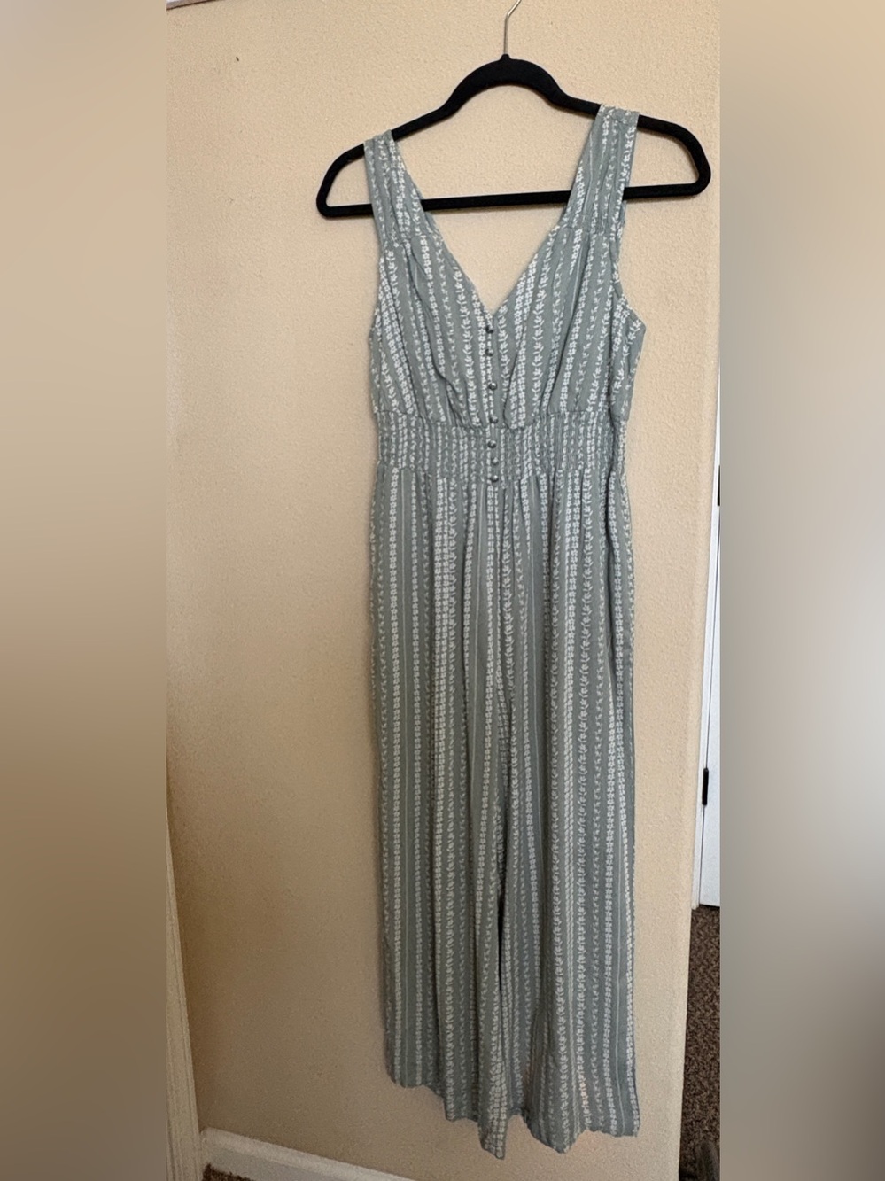 Marshalls Sage Green Striped V-Neck Jumper